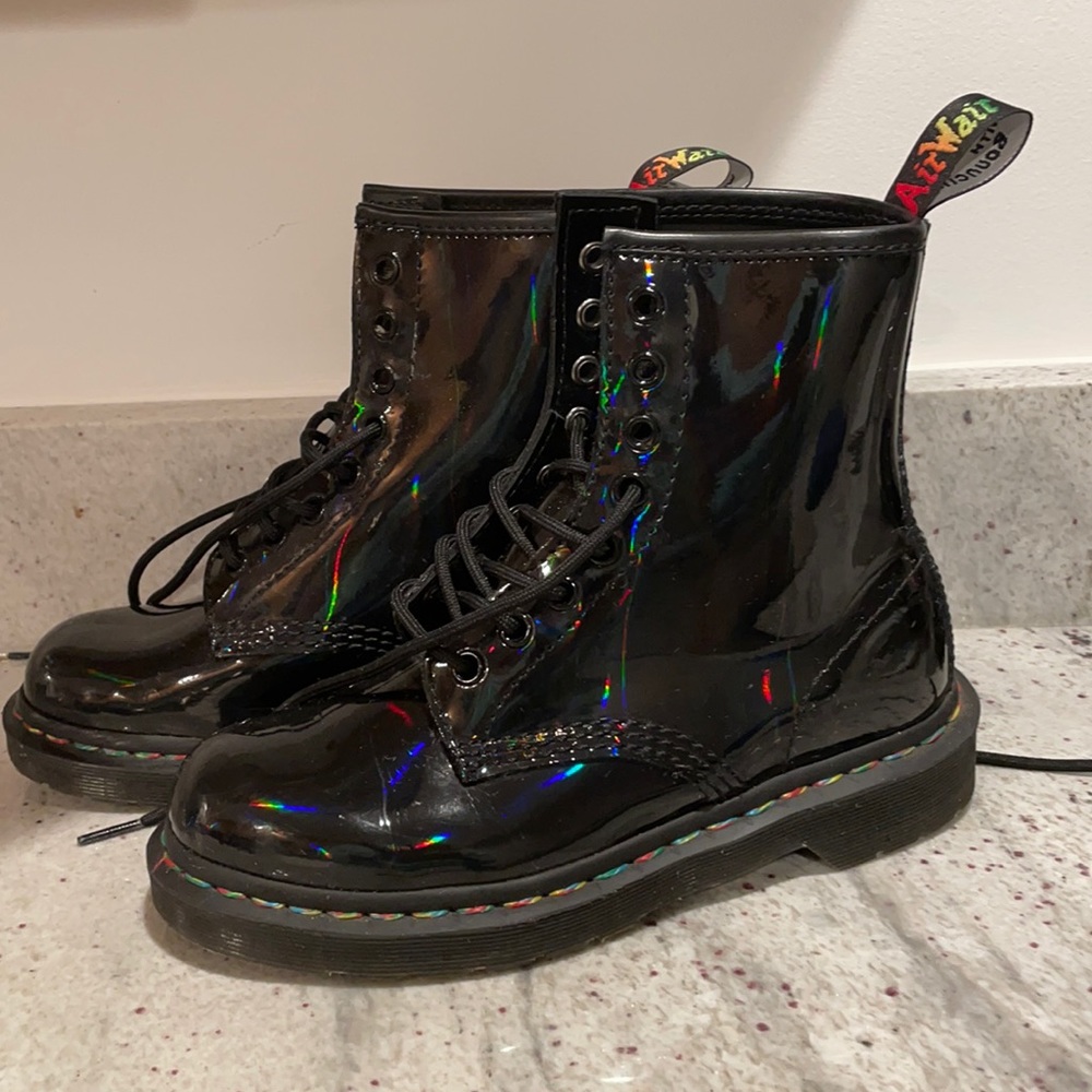 Dr. Martens 1460 Patent Rainbow Lace Up Boots